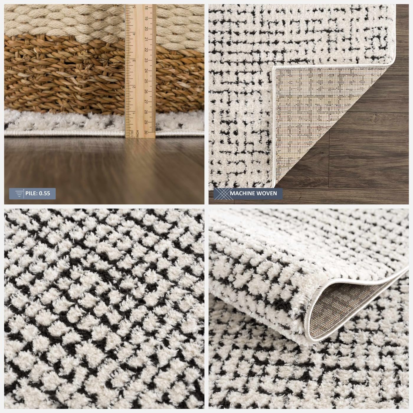 Amazon.com: BoutiqueRugs Ivory Grid Contemporary Plush 6x9 Area